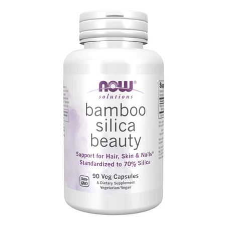 Кремній з бамбуку для волосся, шкіри та нігтів, Bamboo Silica Beauty, NOW Foods, Solutions, 760 мг, 90 вегетаріанських капсул: ціни та характеристики