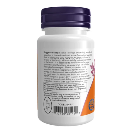 Убіхінол, Ubiquinol CoQH-CF, Now Foods, 50 мг, 60 гелевих капсул: ціни та характеристики