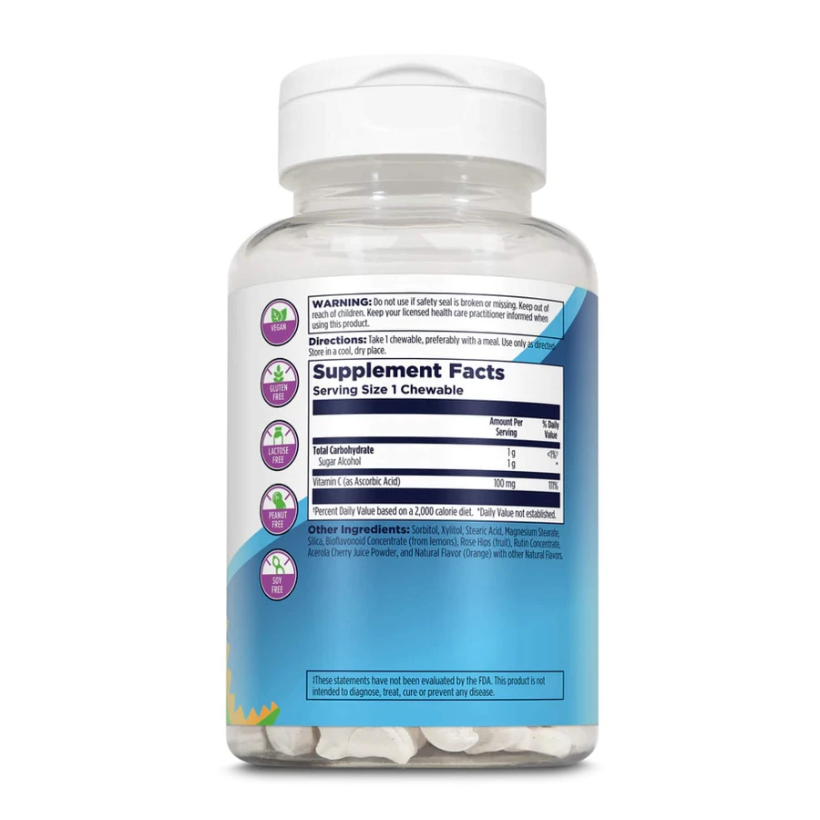 С-Рекс 100мг KAL Vitamin C-Rex, вкус апельсина, жевательные таблетки, 100 шт.: цены и характеристики