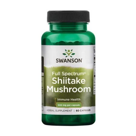 Гриб Шіїтаке Swanson Full Spectrum Shiitake Mushroom 500 мг, 60 капсул: ціни та характеристики