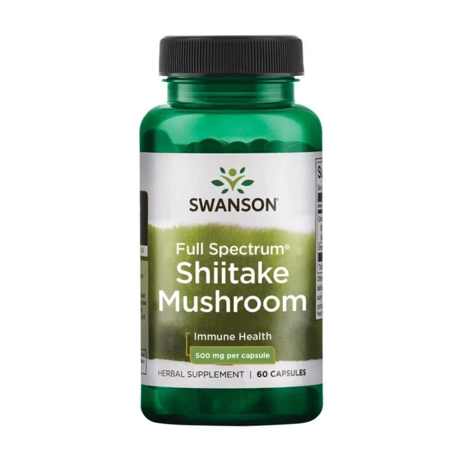 Гриб Шіїтаке Swanson Full Spectrum Shiitake Mushroom 500 мг, 60 капсул: ціни та характеристики