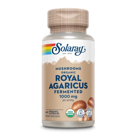 Королівський агарікус, Royal Agaricus, Solaray, органік, ферментований, 500 мг, 60 вегетаріанських капсул: ціни та характеристики