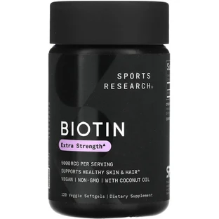 Біотин Biotin 5000 мкг, Sports Research, 120 вегетаріанських капсул