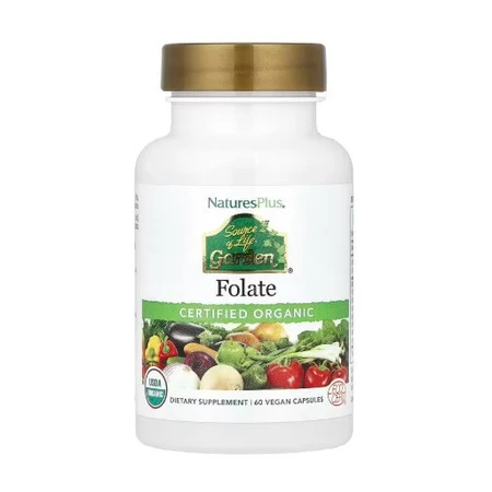 Фолат, 400 мкг, Folate, Source of Life Garden, Natures Plus, 60 вегетаріанських капсул: ціни та характеристики