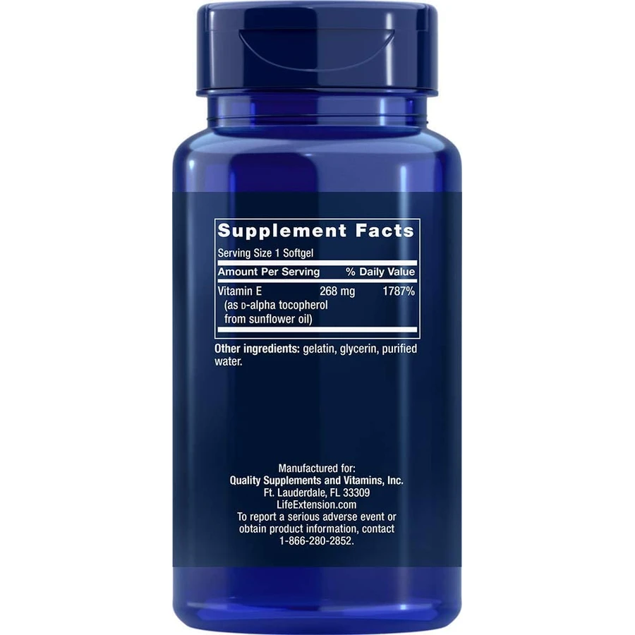 Вітамін Е натуральний, Vitamin E, Life Extension, 400 МО, 90 капсул: ціни та характеристики