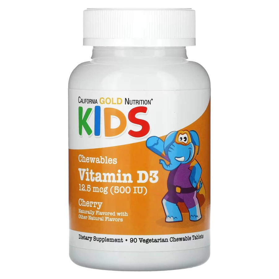 Вітамін D3 для дітей California Gold Nutrition Vitamin D3 Kids 500 МО, 90 жувальних таблеток: ціни та характеристики