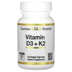 Витамин D3 + К2, Vitamin D3 + K2, California Gold Nutrition, 60 капсул: цены и характеристики