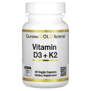 Витамин D3 + К2, Vitamin D3 + K2, California Gold Nutrition, 60 капсул