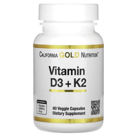 Витамин D3 + К2, Vitamin D3 + K2, California Gold Nutrition, 60 капсул: цены и характеристики