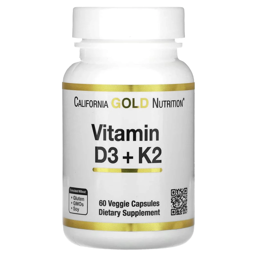 Витамин D3 + К2, Vitamin D3 + K2, California Gold Nutrition, 60 капсул: цены и характеристики