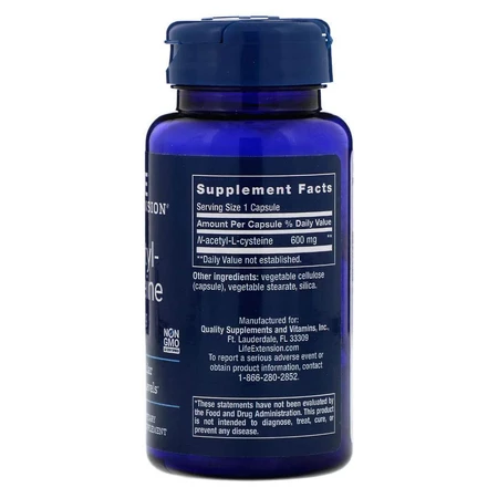 N-Ацетил-L-Цистеїн Life Extension N-Acetyl-L-Cysteine капсули по 600 мг №60: ціни та характеристики