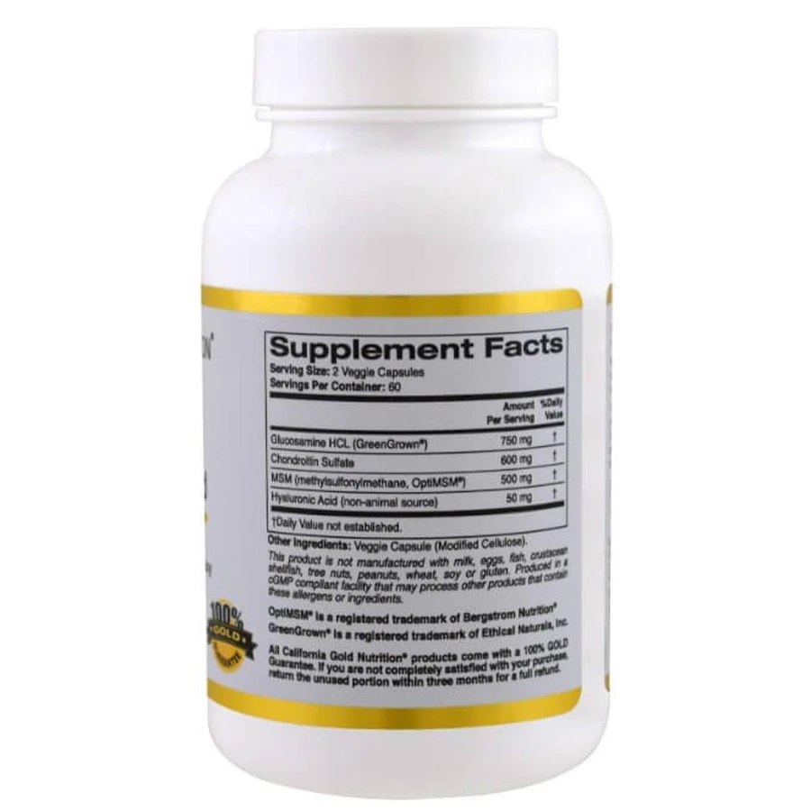 Glucosamine, Chondroitin, MSM plus Hyaluronic Acid, California Gold Nutrition, 120 капсул: ціни та характеристики