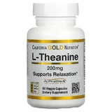 L-теанін, L-Theanine Supports Relaxation 200 мг, California Gold Nutrition, 60 капсул