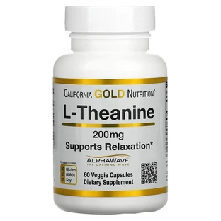 L-теанин, L-Theanine Supports Relaxation 200 мг, California Gold Nutrition, 60 капсул