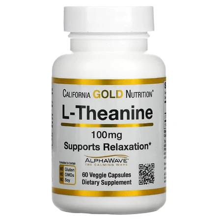L-теанин, с AlphaWave®, L-Theanine 100 мг, California Gold Nutrition, 60 капсул: цены и характеристики