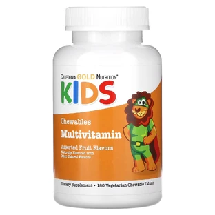 California Gold Nutrition, жувальні мультивітаміни для дітей, фруктове асорті, 180 вегетаріанських таблеток