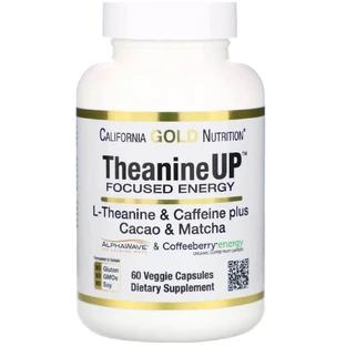 L-Theanine & Caffeine, California Gold Nutrition, з какао та матчу, 60 капсул