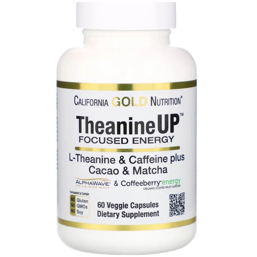 L-Theanine & Caffeine, California Gold Nutrition, з какао та матчу, 60 капсул: ціни та характеристики