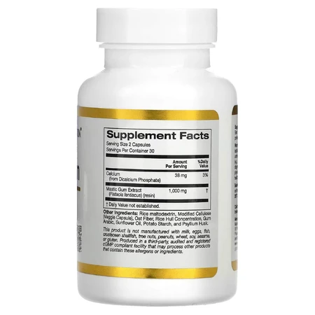 Мастикова смола, Mastic Gum, California Gold Nutrition, 500 мг, 60 капсул: ціни та характеристики
