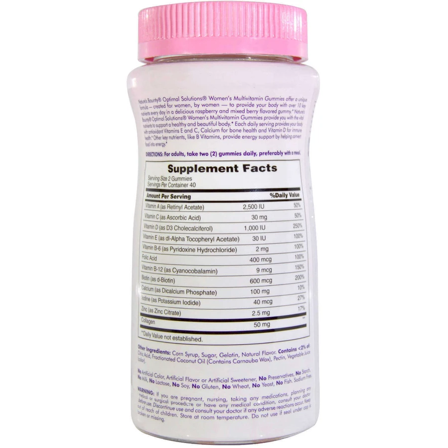 Мультивітаміни для жінок, Women's Multivitamin, Nature's Bounty, малина, 80 жувальних цукерок: ціни та характеристики