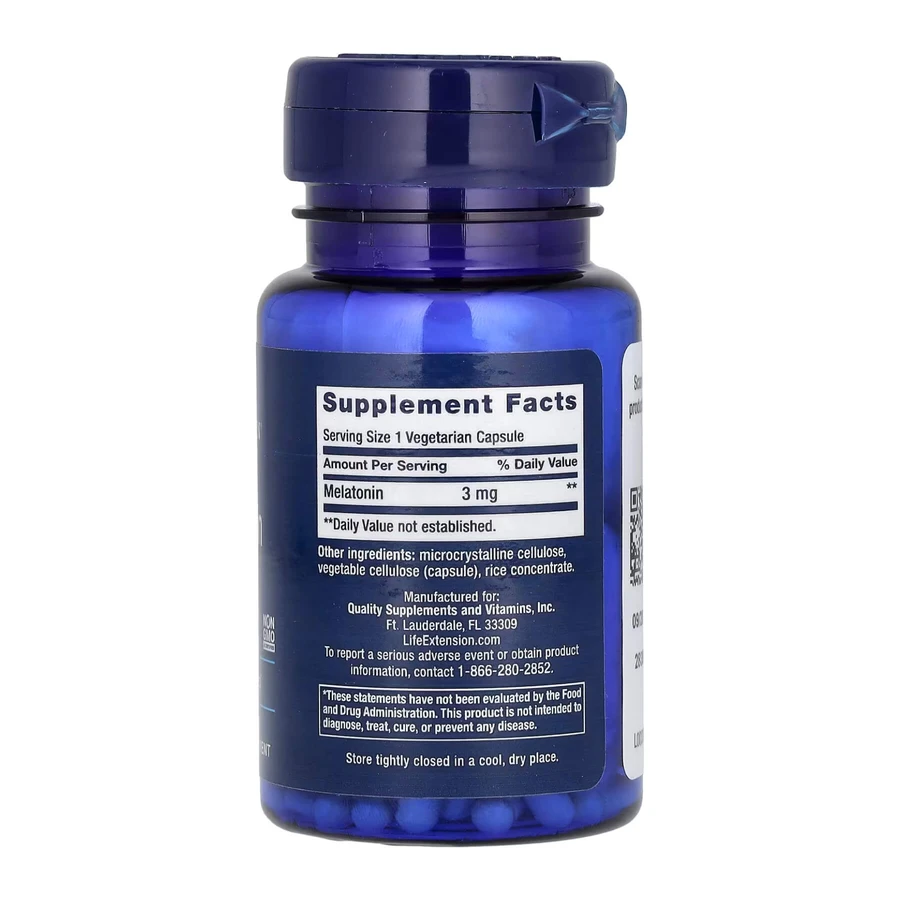 Мелатонін, Melatonin, Life Extension 3 мг, 60 вкапс: ціни та характеристики