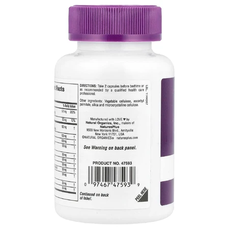Комплекс для снятия стресса, без мелатонина, Stress & Sleep Complex, Melatonin Free, Natures Plus, 60 капсул: цены и характеристики