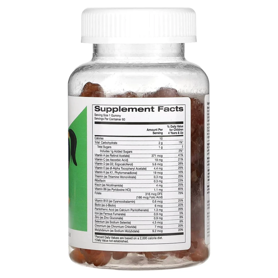 Мультивітаміний комплекс Multivitamin Kids California Gold Nutrition Комплекс з мультивітамінами та мінералами для дітей 60 желейок: ціни та характеристики