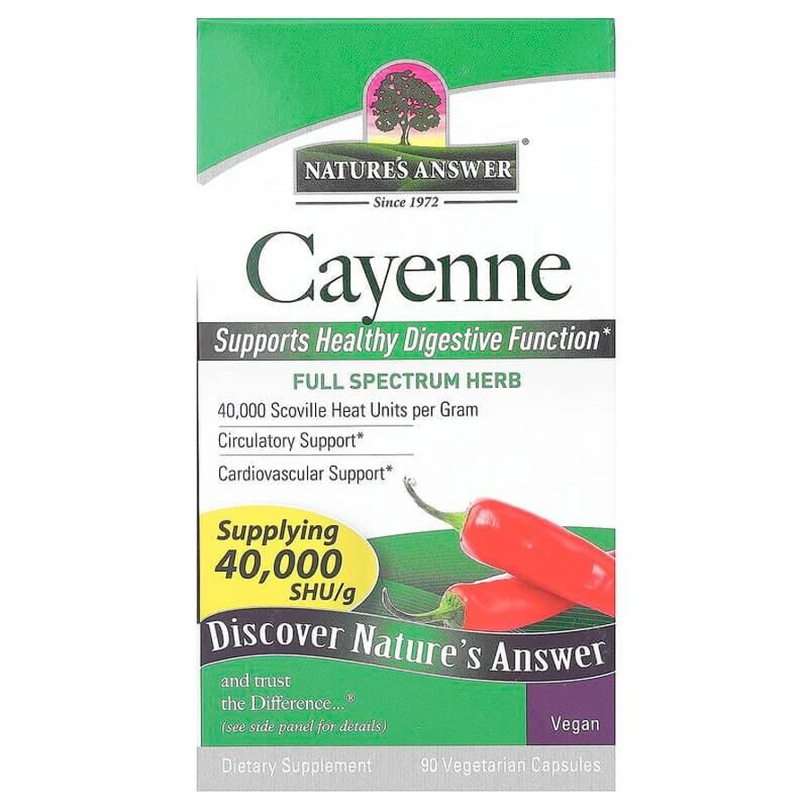 Каєнський перець, Cayenne, Nature's Answer, 90 вегетаріанських капсул: ціни та характеристики