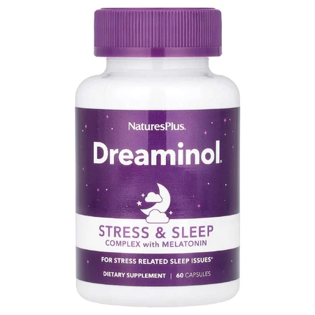 Комплекс для зняття стресу з мелатоніном Stress & Sleep Complex with Melatonin, Natures Plus, 60 капсул: ціни та характеристики