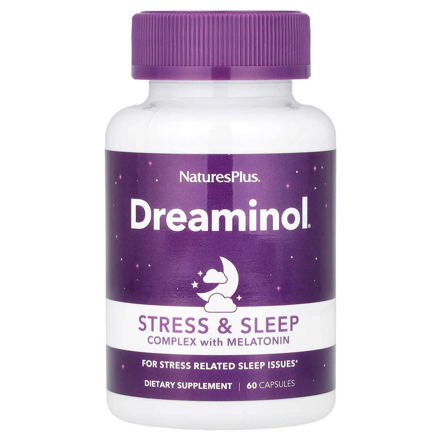 Комплекс для зняття стресу з мелатоніном Stress & Sleep Complex with Melatonin, Natures Plus, 60 капсул: ціни та характеристики