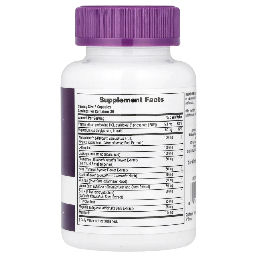 Комплекс для зняття стресу з мелатоніном Stress & Sleep Complex with Melatonin, Natures Plus, 60 капсул: ціни та характеристики