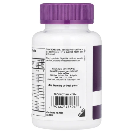 Комплекс для зняття стресу з мелатоніном Stress & Sleep Complex with Melatonin, Natures Plus, 60 капсул: ціни та характеристики