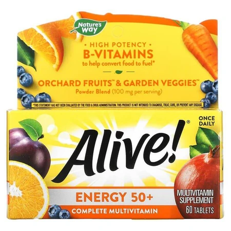 Витамины после 50, Energy 50+, Multivitamin-Multimineral, Nature's Way, Alive! 60 таблеток: цены и характеристики