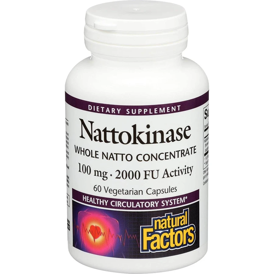 Наттокіназа, Nattokinase, Natural Factors, 100 мг, 60 вегетаріанських капсул: ціни та характеристики