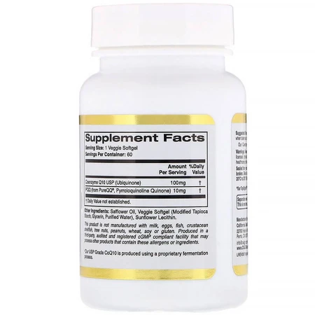Коэнзим Q10 с пирролохинохиноном, CoQ10 with PQQ, California Gold Nutrition, 100 мг, 60 капсул: цены и характеристики