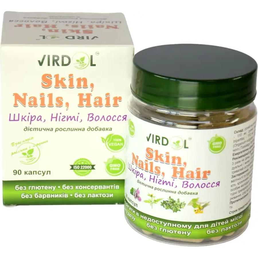 Кожа, Ногти, Волосы Virdol Skin, Nails & Hair капсулы 550 мг №90: цены и характеристики
