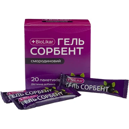 Гель сорбент BioLikar смородиновый, 20 пакетиков: цены и характеристики