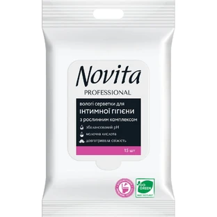 Салфетки для интимной гигиены Novita Professional с растительным комплексом 15 шт.