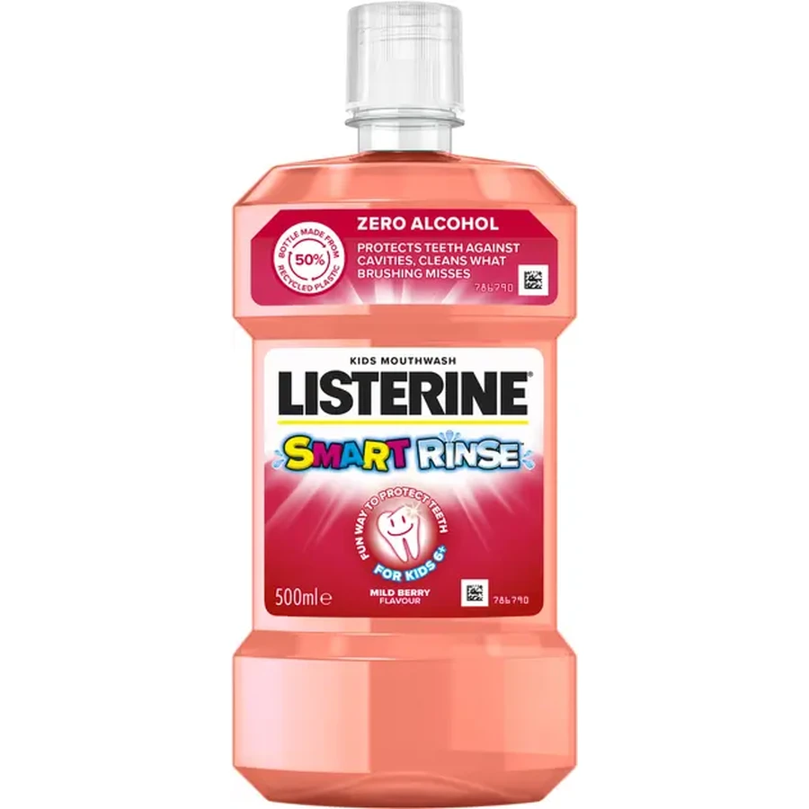Дитячий ополіскувач для ротової порожнини Listerine Smart Rinse Ягідна свіжість, від 6 років, 500 мл: ціни та характеристики