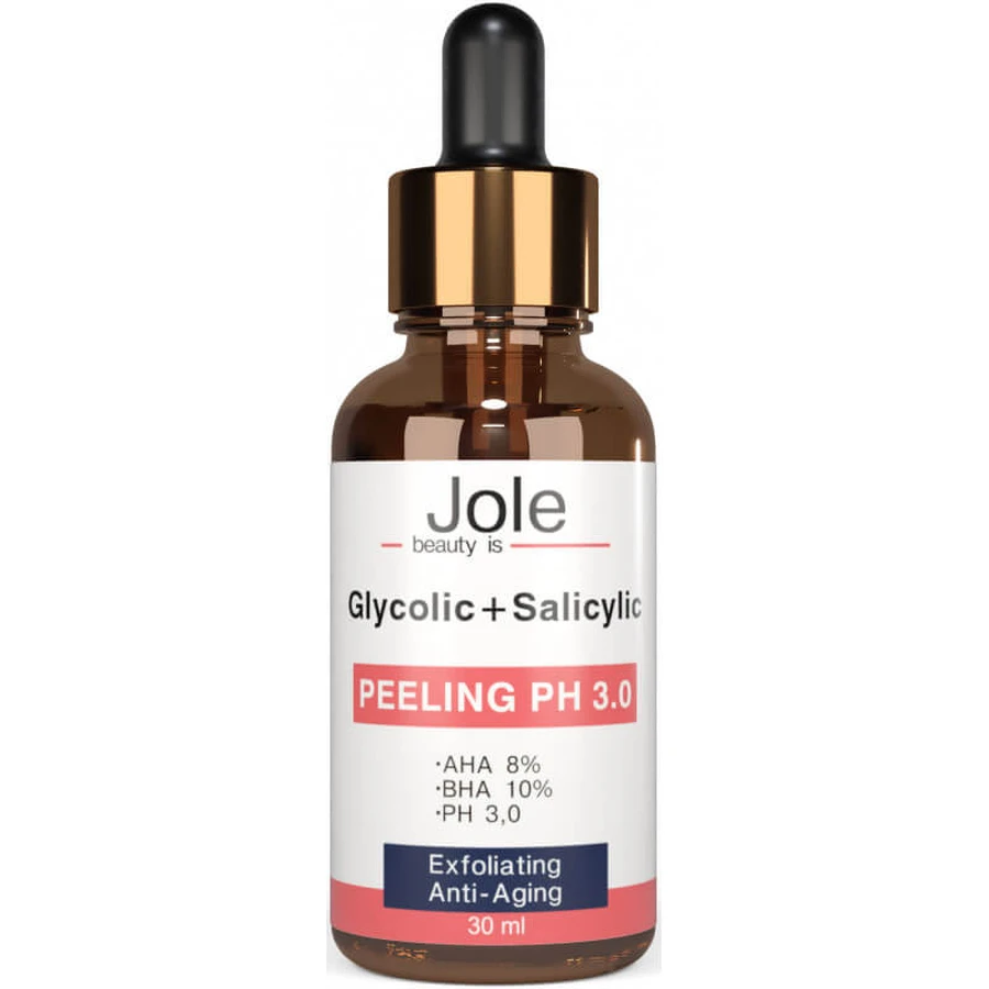 Пилинг для лица с гликолевой и салициловой кислотами Jole Glycolic+Salicilic Peeling pH 3.0, 30 мл: цены и характеристики