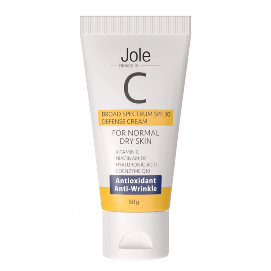 Jole Antioxidant Defense Sunscreen SPF UVB 30 UVA солнцезащитный крем для сухой кожи с витамином С, ниацинамидом и коэнзимами Q10, 50 мл: цены и характеристики