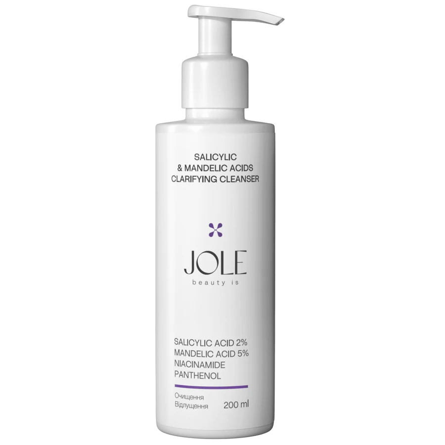 Jole Salicylic & Mandelic Acids Clarifying Cleanser гель для вмивання з саліциловою та мигдальною кислотами, 200 мл: ціни та характеристики