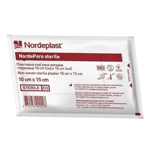 Пов’язка пластирна NordePlast неткана стерильна 10 см x 15 см