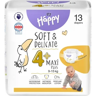 Підгузки Happy Bella Baby Soft&Delicate Maxi Plus, розмір 4+, 9-15 кг, 13 шт