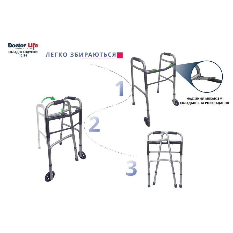 Ходунки складные Doctor Life (Доктор Лайф) модель 0184SL/W с 2 фиксаторами взрослые: цены и характеристики