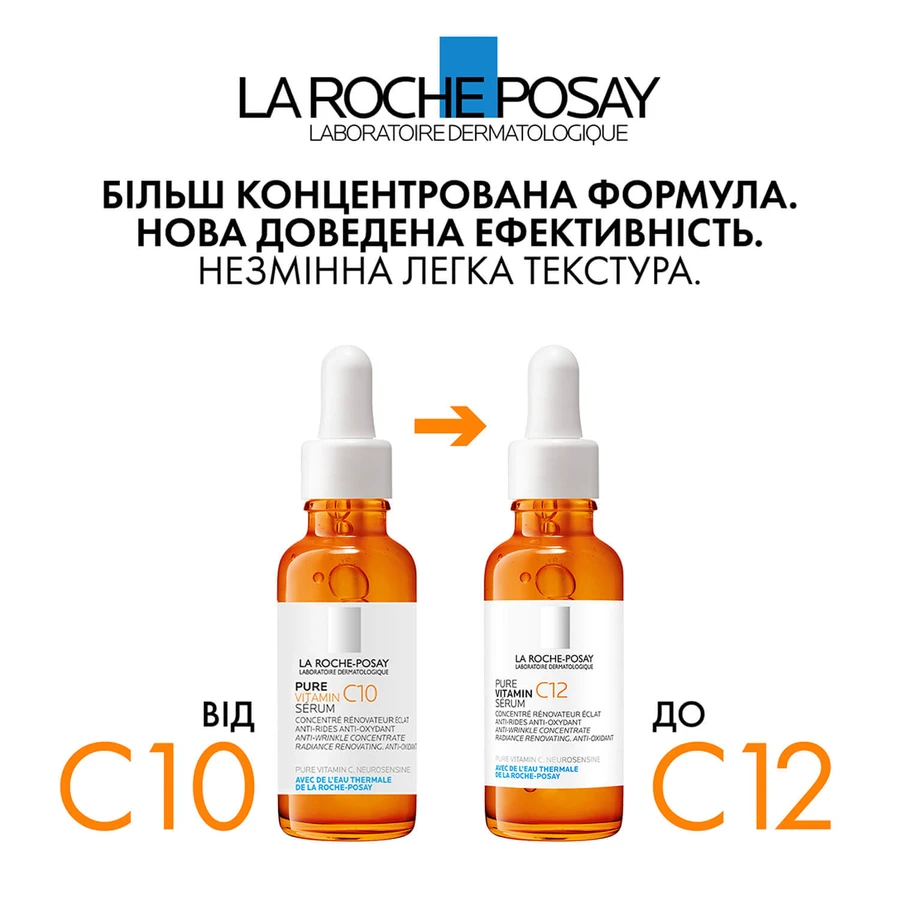 Сироватка-антиоксидант для обличчя La Roche-Posay Pure Vitamin C 12 проти зморшок для оновлення сяяння шкіри обличчя, 30 мл: ціни та характеристики