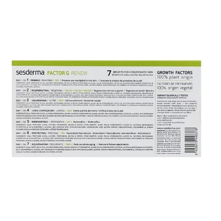 Біостимулюючі ампули-концентрат для обличчя Sesderma Factor G Renew Ampollas Biostimulants 7×1,5 мл: ціни та характеристики