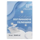 Пелюшки VitaCore поглинаючі одноразові, 60 x 60 см, 10 шт