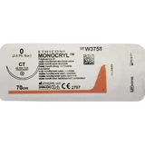 Шовный материал рассасывающийся Monocryl размер USP 0 (М3,5) , одна игла CT, тип колющая Taper Point, 40мм, 1/2 кола, длина 70 см W3758