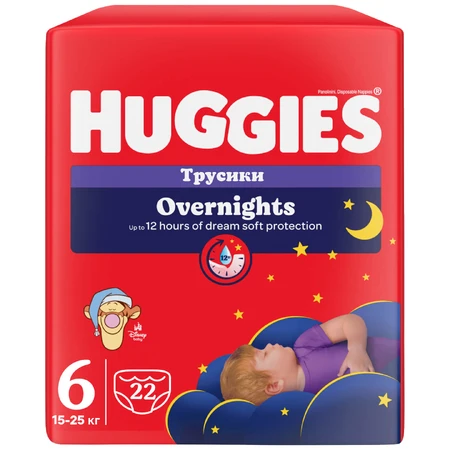 Підгузники-трусики для дітей Huggies Pants Overnights 6 від 15 до 25 кг 22 шт : ціни та характеристики